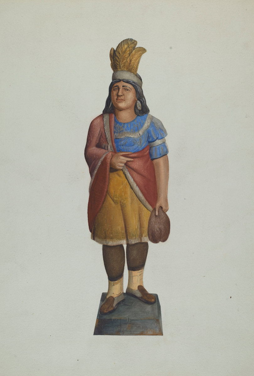 Cigar Store Indian by Alice Stearns (American, active c. 1935), 16X12"(A3)Poster Print
