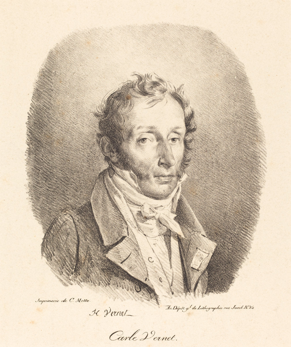Bust of Carle Vernet by Horace Vernet (French, 1789 - 1863), 16X12"(A3)Poster Print