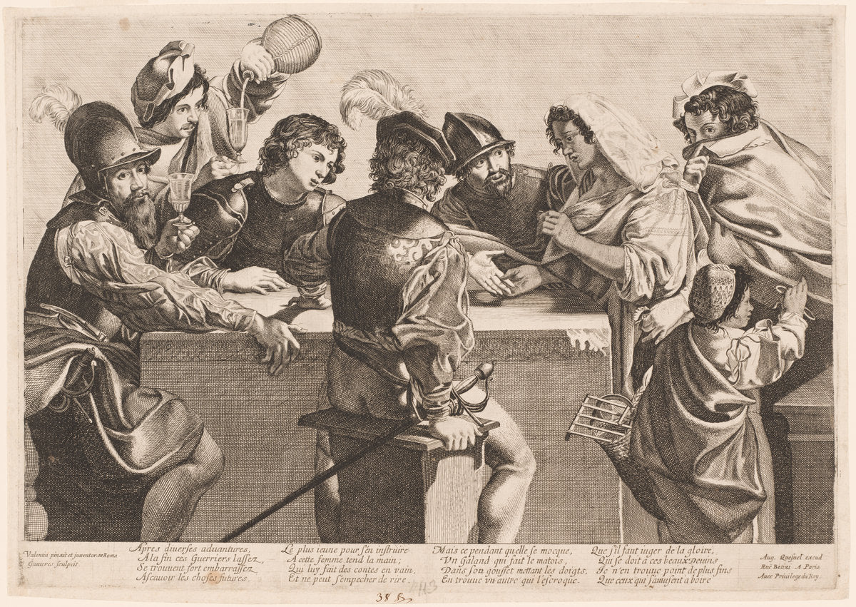 The Fortune Teller by Jean Ganière after Valentin de Boullogne (French, died 1666), 16X12"(A3)Poster Print
