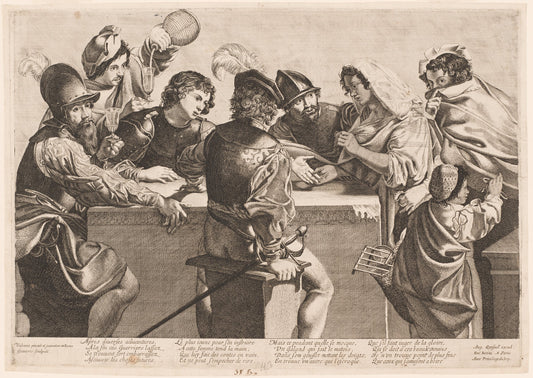 The Fortune Teller by Jean Ganière after Valentin de Boullogne (French, died 1666), 16X12"(A3)Poster Print