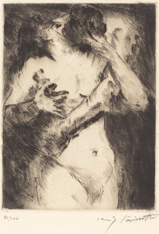 The Embrace (The Kiss) by Lovis Corinth (German, 1858 - 1925), 16X12"(A3)Poster Print