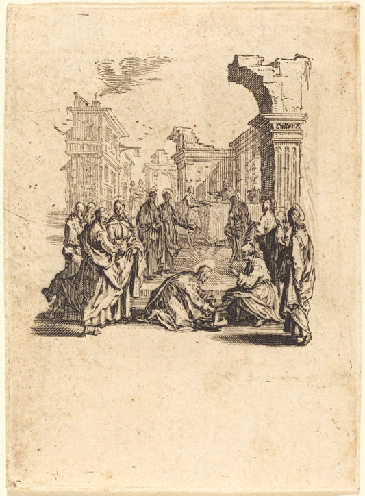 Christ Washing the Feet of the Apostles by Jacques Callot (French, 1592 - 1635), 16X12"(A3)Poster Print