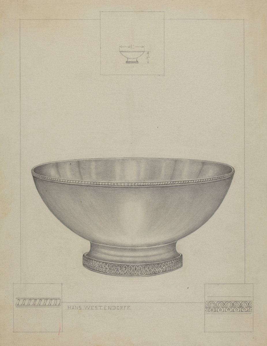 Silver Bowl by Hans Westendorff (American, active c. 1935), 16X12"(A3)Poster Print