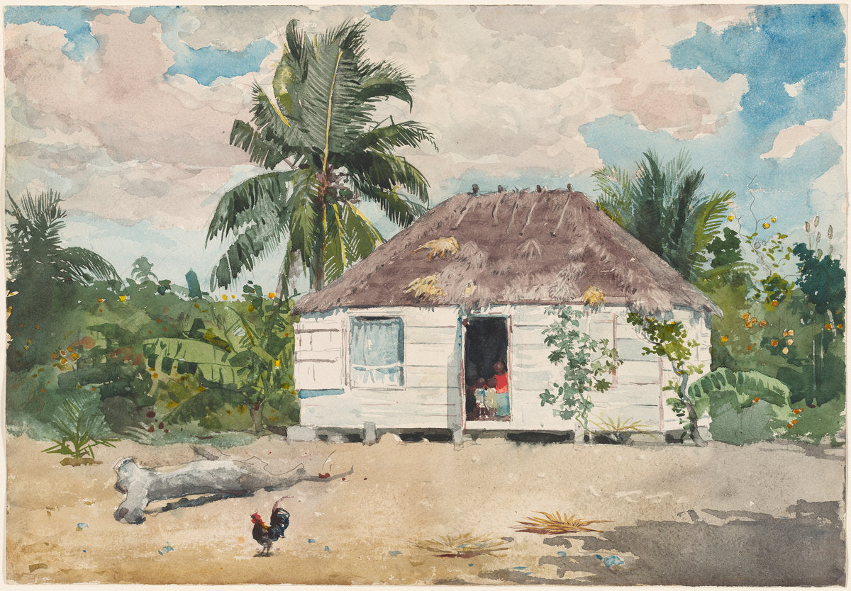 Native hut at Nassau by Winslow Homer (American, 1836 - 1910), 16X12"(A3)Poster Print