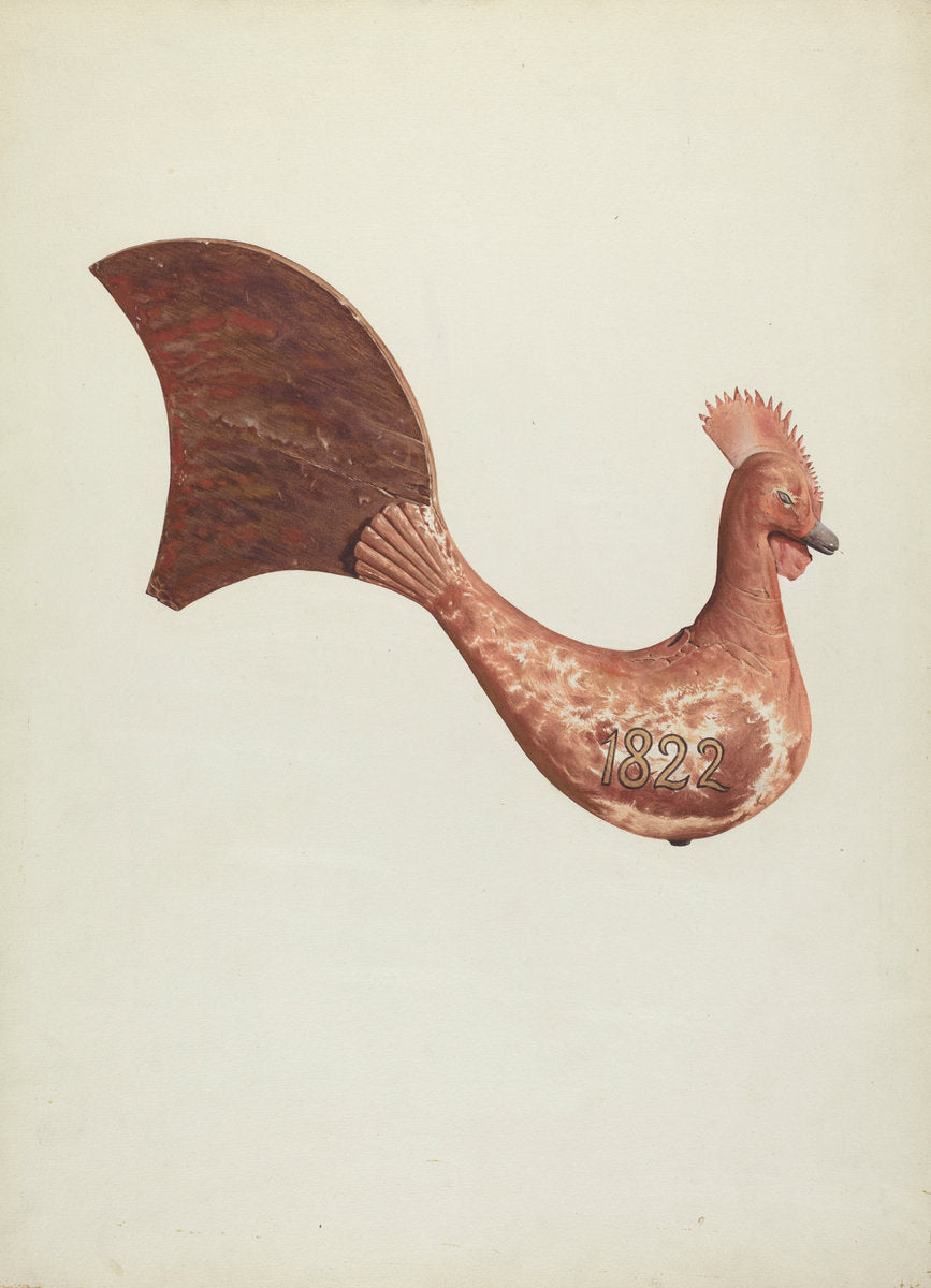 Cock Weather Vane by Hazel Hyde (American, active c. 1935), 16X12"(A3)Poster Print