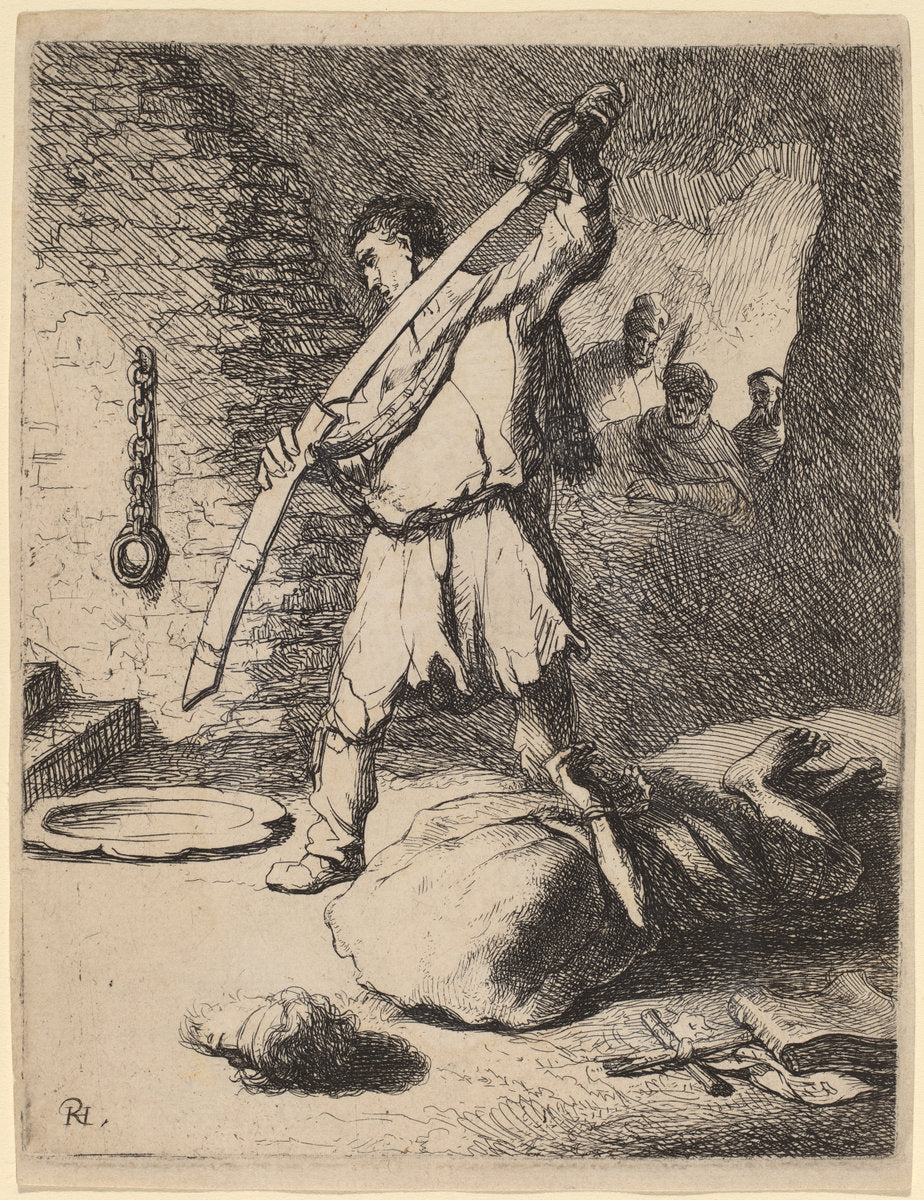 c. 1627 by Rembrandt van Rijn and Studio of Rembrandt van Rijn (Beheading of John the Baptist), 16X12"(A3)Poster Print