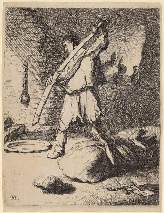 c. 1627 by Rembrandt van Rijn and Studio of Rembrandt van Rijn (Beheading of John the Baptist), 16X12"(A3)Poster Print