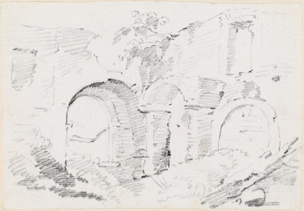 Roman Walls by Joseph-Marie Vien (French, 1716 - 1809), 16X12"(A3)Poster Print