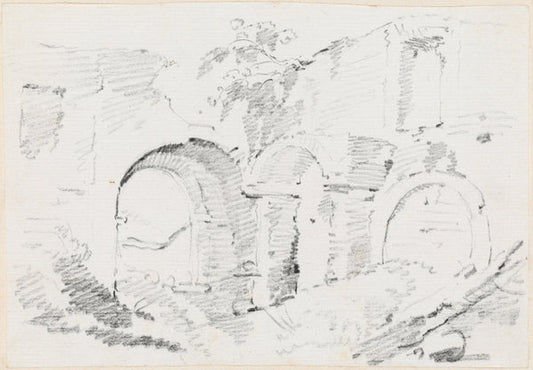 Roman Walls by Joseph-Marie Vien (French, 1716 - 1809), 16X12"(A3)Poster Print