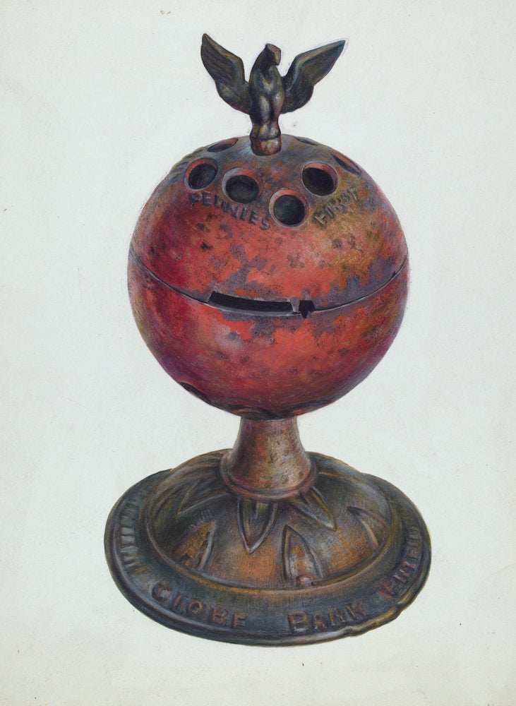 Toy Bank: Globe by Walter Hochstrasser (American, active c. 1935), 16X12"(A3)Poster Print
