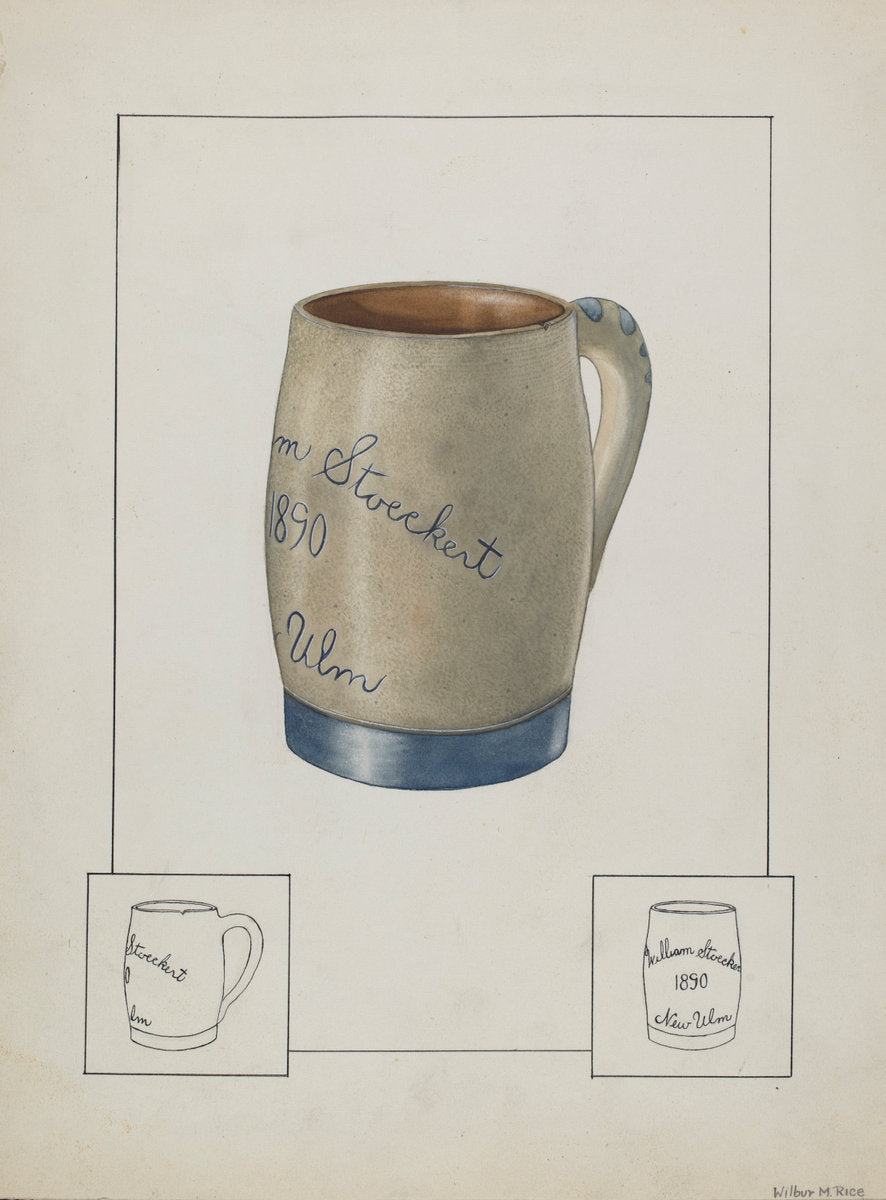 Earthenware Beer Mug by Wilbur M Rice (American, active c. 1935), 16X12"(A3)Poster Print