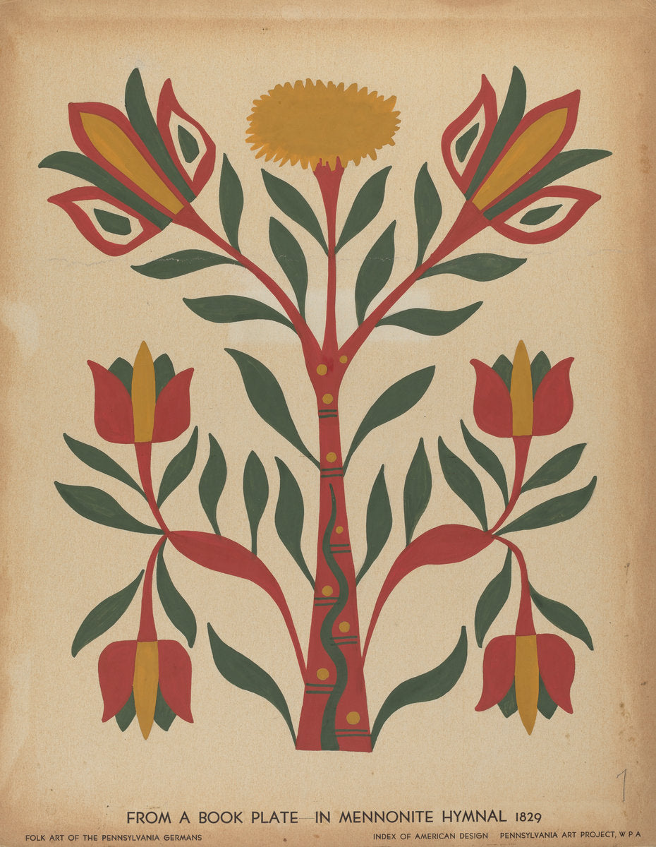 c. 1939 by American 20th Century (Drawing for Plate 7: From Portfolio "Folk Art of Rural Pennsylvania"), 16X12"(A3)Poster Print