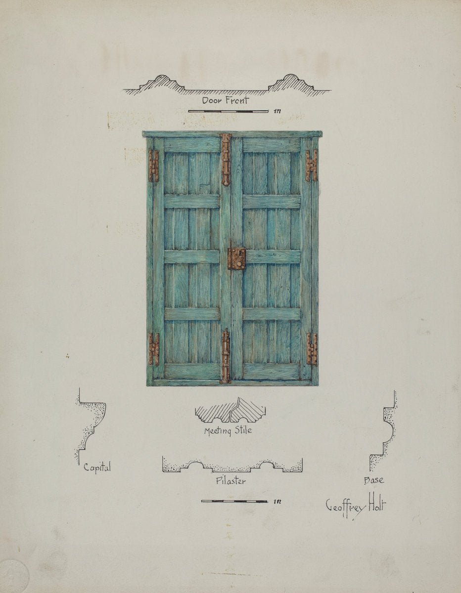 Doors (Inside View) by Geoffrey Holt (American, active c. 1935), 16X12"(A3)Poster Print