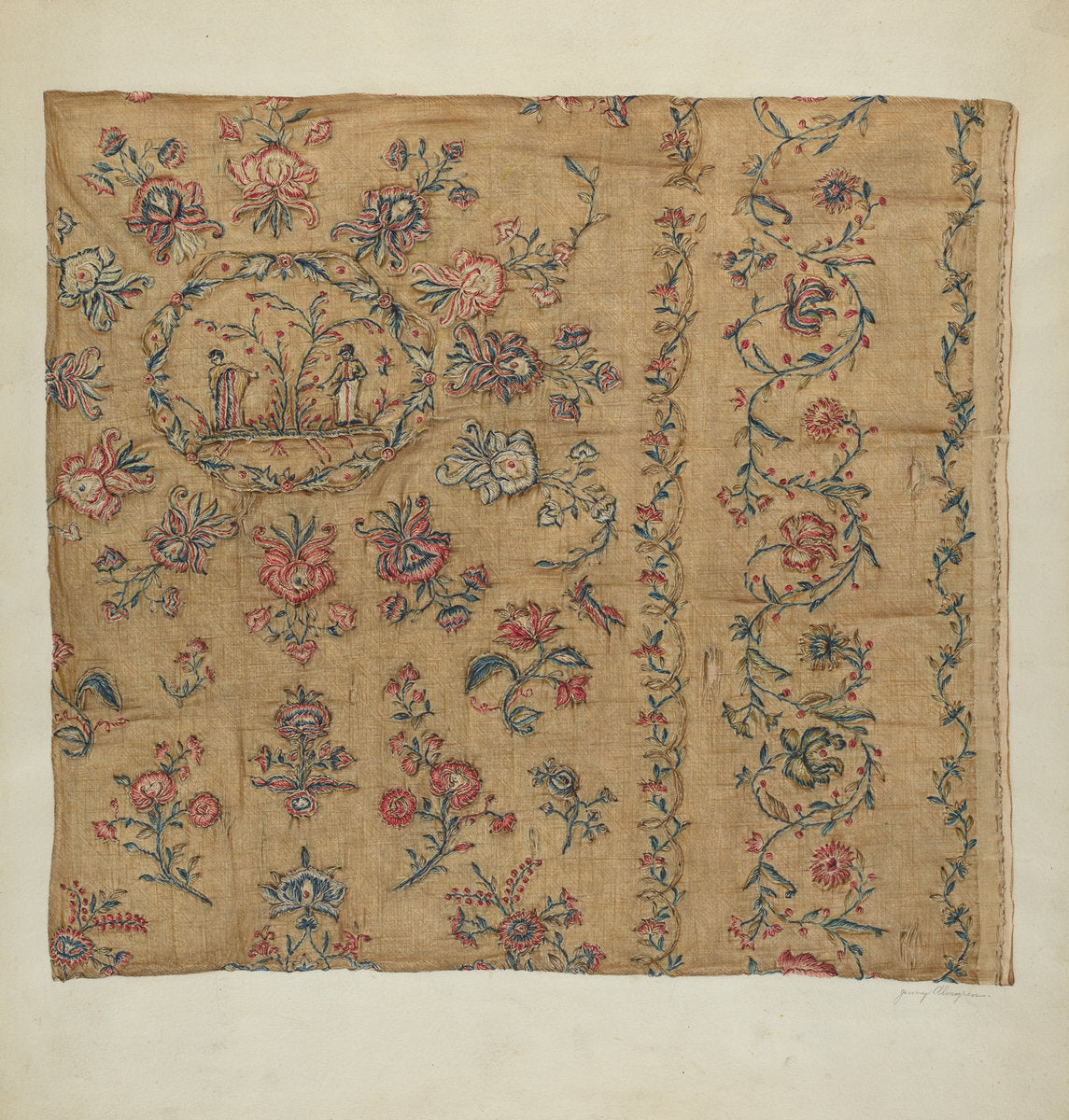 Embroidered Cotton Blanket by Jenny Almgren (American, 1881 - 1962), 16X12"(A3)Poster Print
