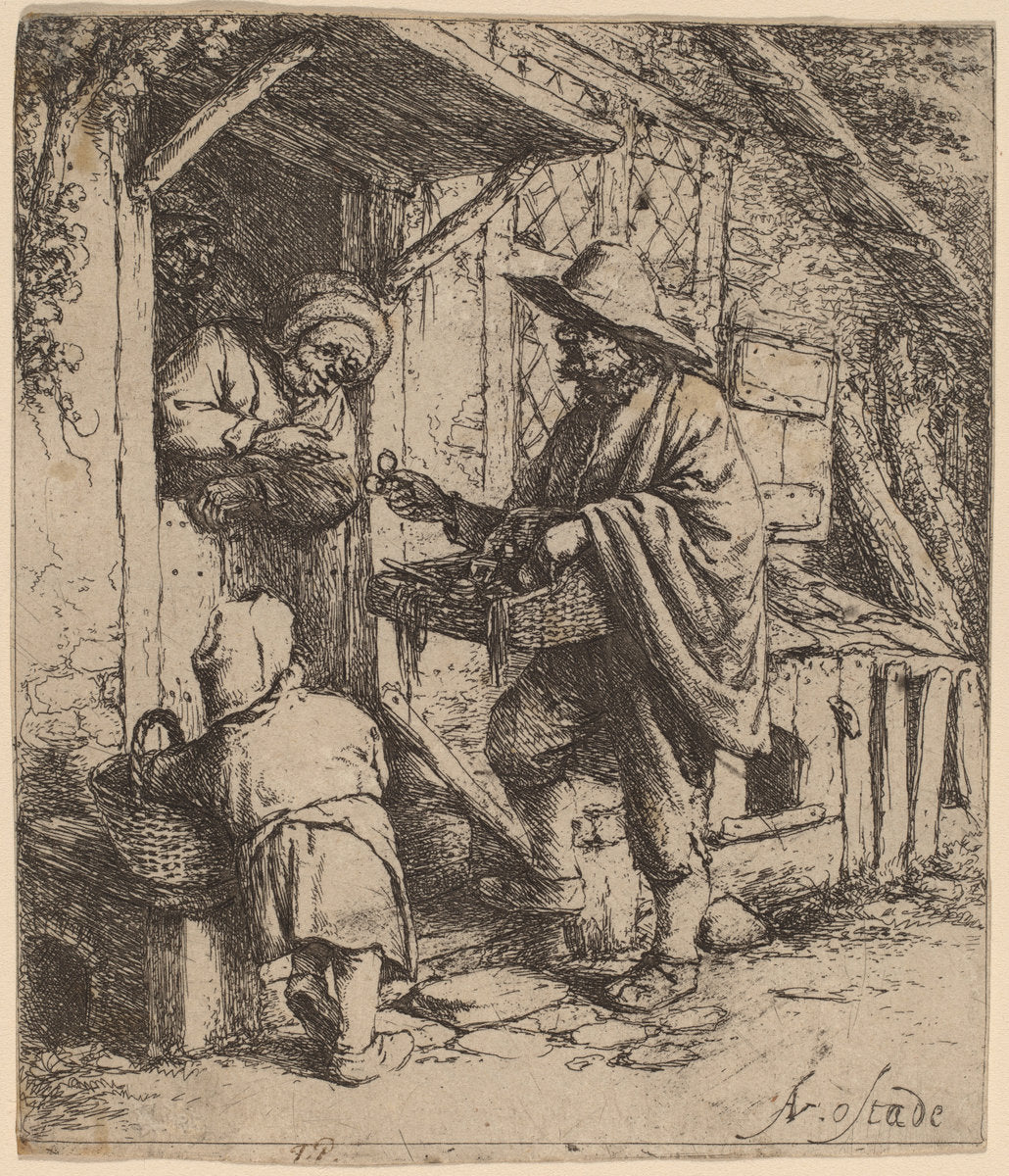 Eyeglass Peddlar by Adriaen van Ostade (Dutch, 1610 - 1685), 16X12"(A3)Poster Print