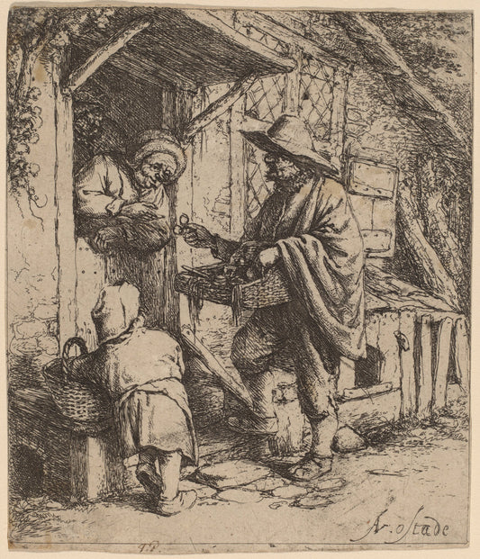 Eyeglass Peddlar by Adriaen van Ostade (Dutch, 1610 - 1685), 16X12"(A3)Poster Print