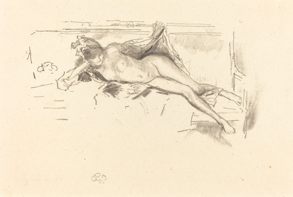 Nude Model, Reclining by James McNeill Whistler (American, 1834 - 1903), 16X12"(A3)Poster Print