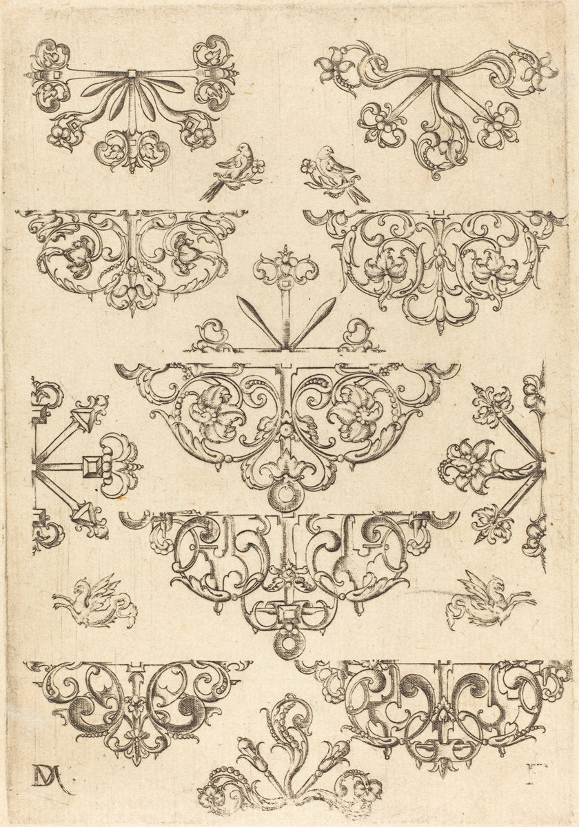 Twelve Studs by Daniel Mignot (German, active 1593/1596), 16X12"(A3)Poster Print