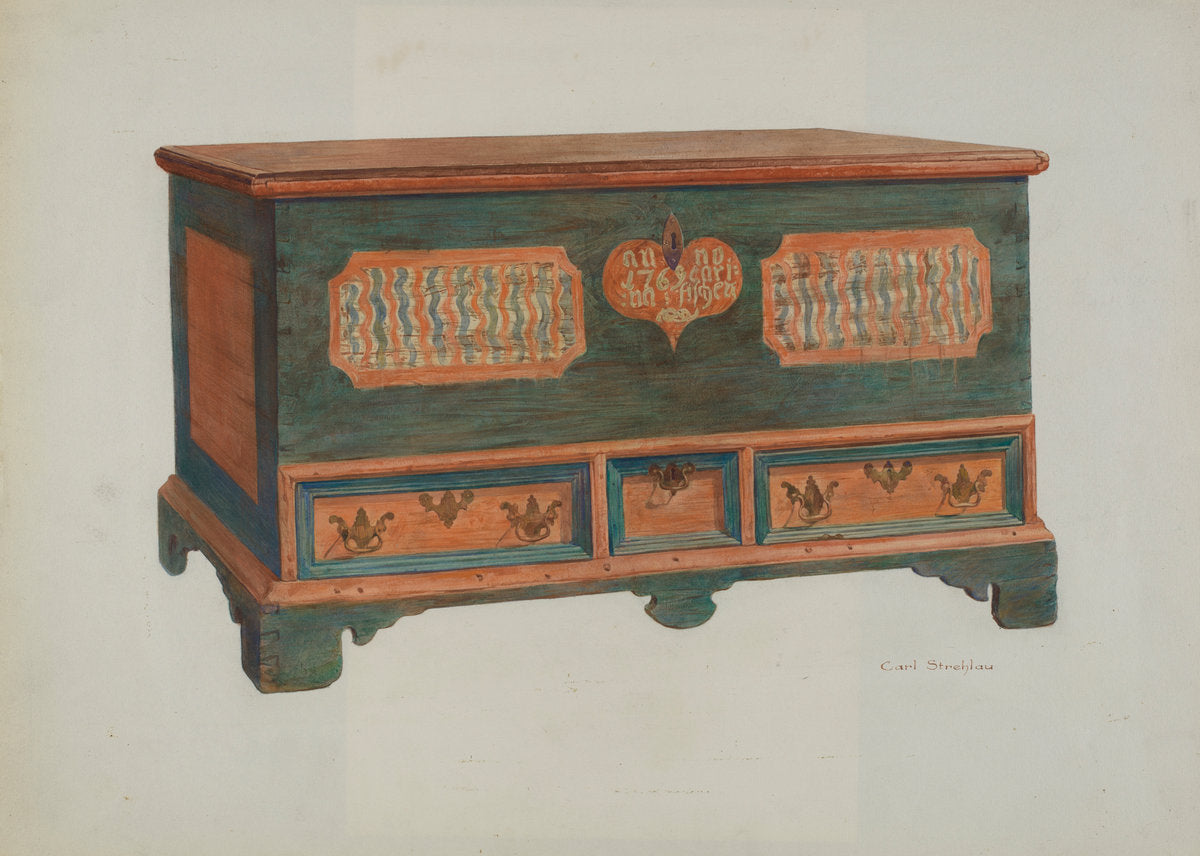 Pa. German Chest by Carl Strehlau (American, active c. 1935), 16X12"(A3)Poster Print