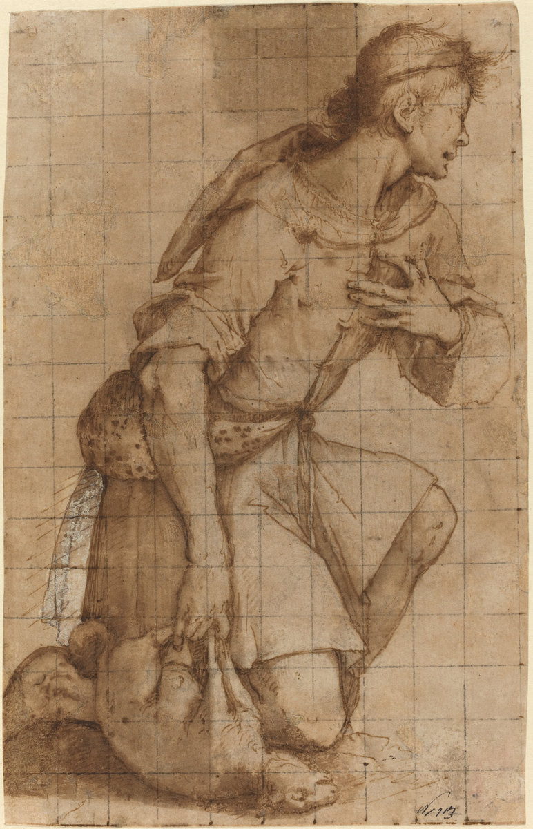 Kneeling Shepherd by Jacopo Ligozzi (Italian, 1547 - 1627), 16X12"(A3)Poster Print