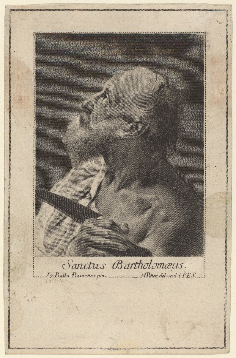 Sanctus Bartholomeaus by Marco Alvise Pitteri after Giovanni Battista Piazzetta (Italian, 1702 - 1786), 16X12"(A3)Poster Print