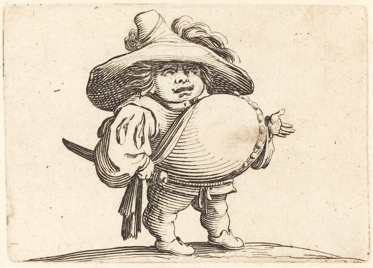 Man with Big Belly by Jacques Callot (French, 1592 - 1635), 16X12"(A3)Poster Print