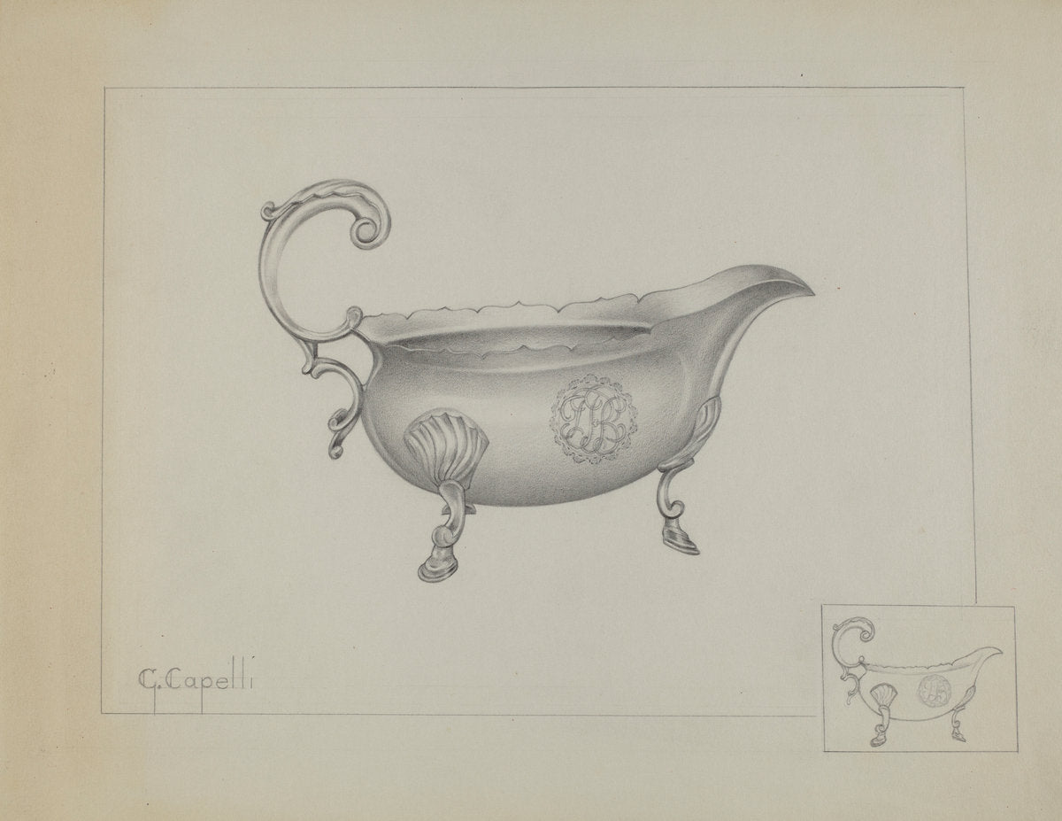 Silver Sauce Boat by Giacinto Capelli (American, active c. 1935), 16X12"(A3)Poster Print