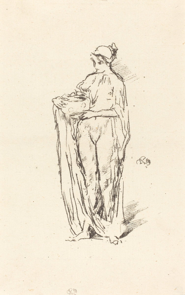 Girl with Bowl by James McNeill Whistler (American, 1834 - 1903), 16X12"(A3)Poster Print