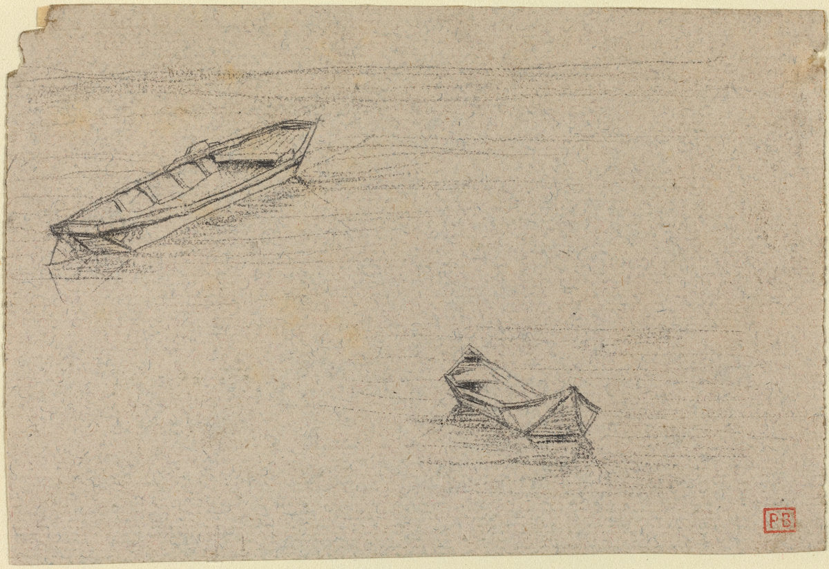 Two Boats for "L'Abside de Notre-Dame de Paris" by Charles Meryon (French, 1821 - 1868), 16X12"(A3)Poster Print