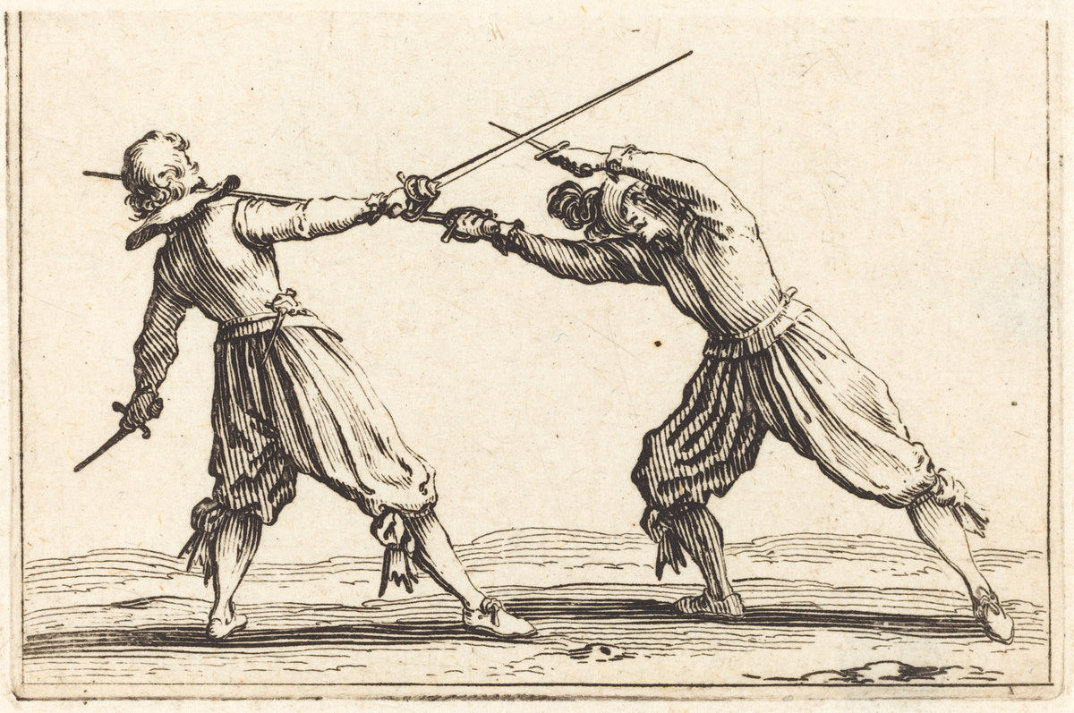 Duel with Swords and Daggers by Jacques Callot (French, 1592 - 1635), 16X12"(A3)Poster Print