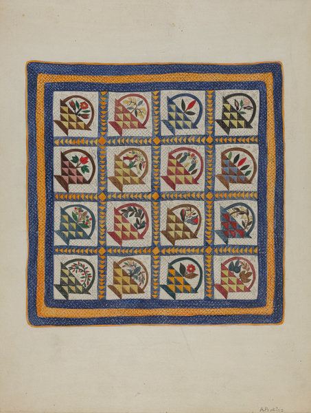 Coverlet by Arlene Perkins (American, active c. 1935), 16X12"(A3)Poster Print