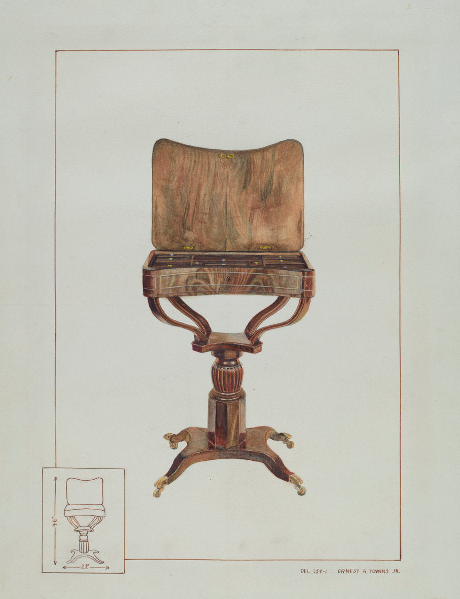 Sewing Table by Ernest A. Towers, Jr. (American, active c. 1935), 16X12"(A3)Poster Print