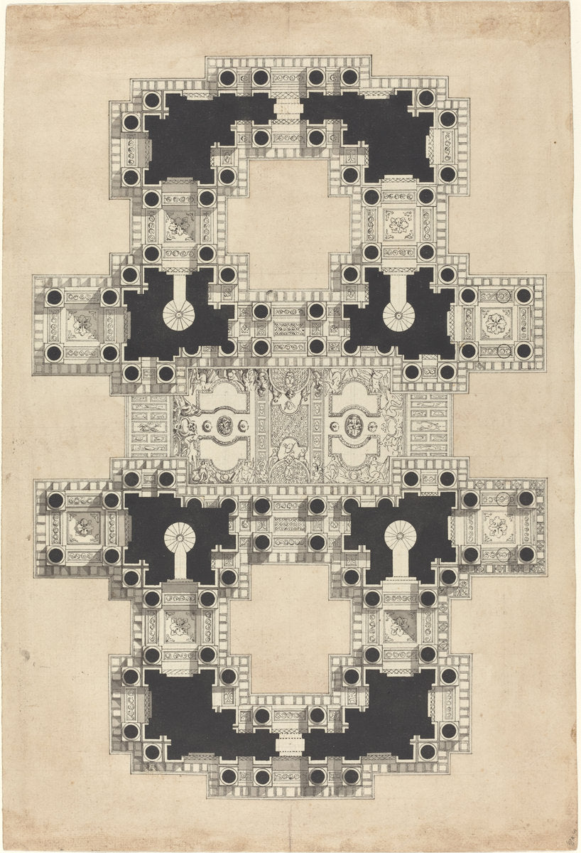 Plan for a Decorated Ceiling by Pierre Varin (French, active 1736 - 1753), 16X12"(A3)Poster Print