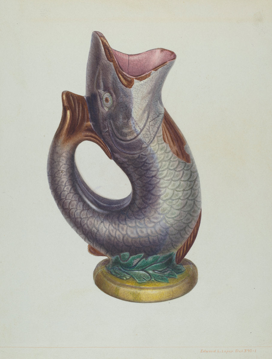 Fish Pitcher by Edward L. Loper (American, born 1916), 16X12"(A3)Poster Print