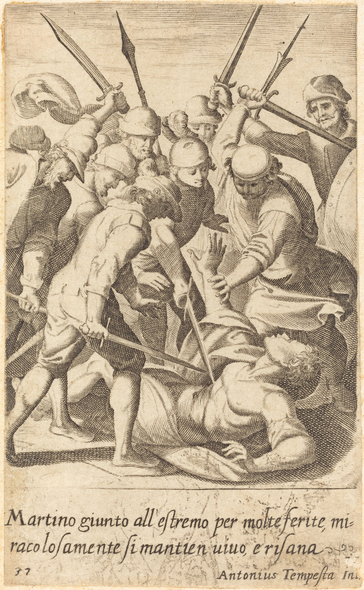 Martino by Jacques Callot after Antonio Tempesta (French, 1592 - 1635), 16X12"(A3)Poster Print