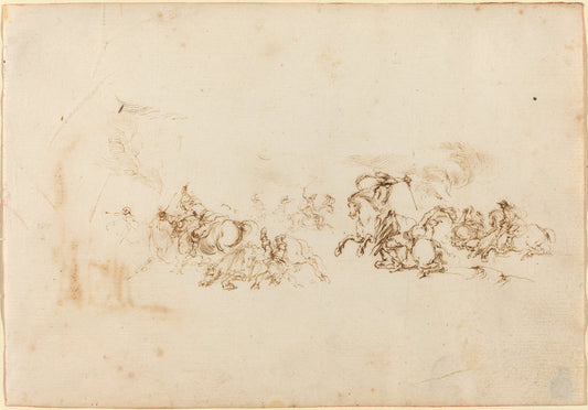 The Cavalry Combat by Attributed to Stefano Della Bella (Florentine, 1610 - 1664), 16X12"(A3)Poster Print