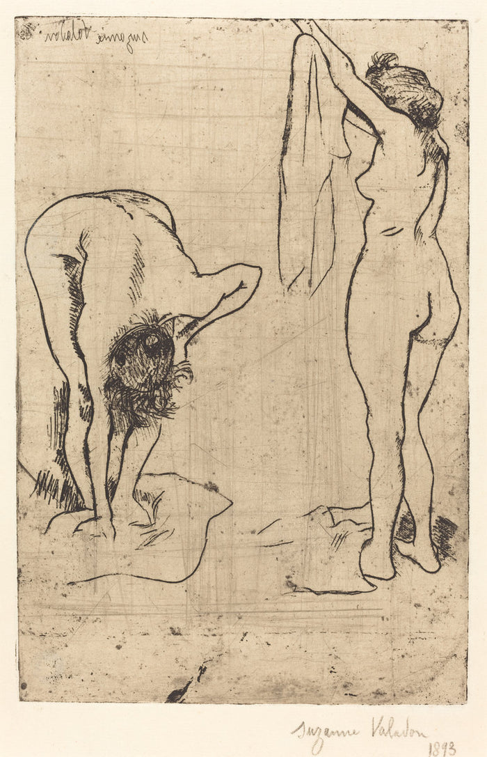 Femmes au bain by Suzanne Valadon (French, 1865 - 1938), 16X12