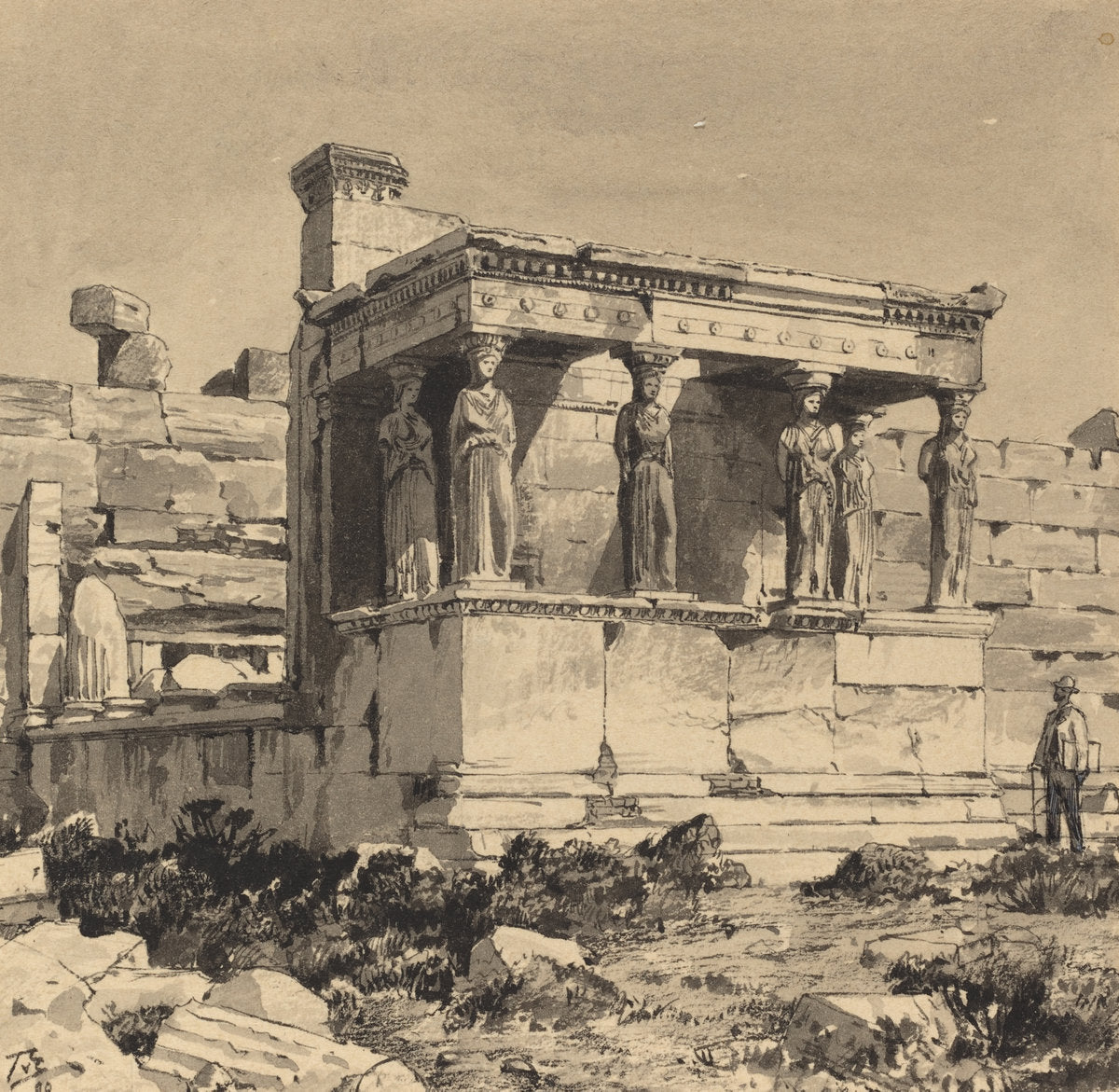 Erechtheion by Themistocles von Eckenbrecher (German, 1842 - 1921), 16X12"(A3)Poster Print