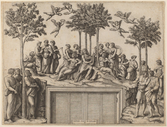 Parnassus by Marcantonio Raimondi after Raphael (Italian, c. 1480 - c. 1534), 16X12"(A3)Poster Print