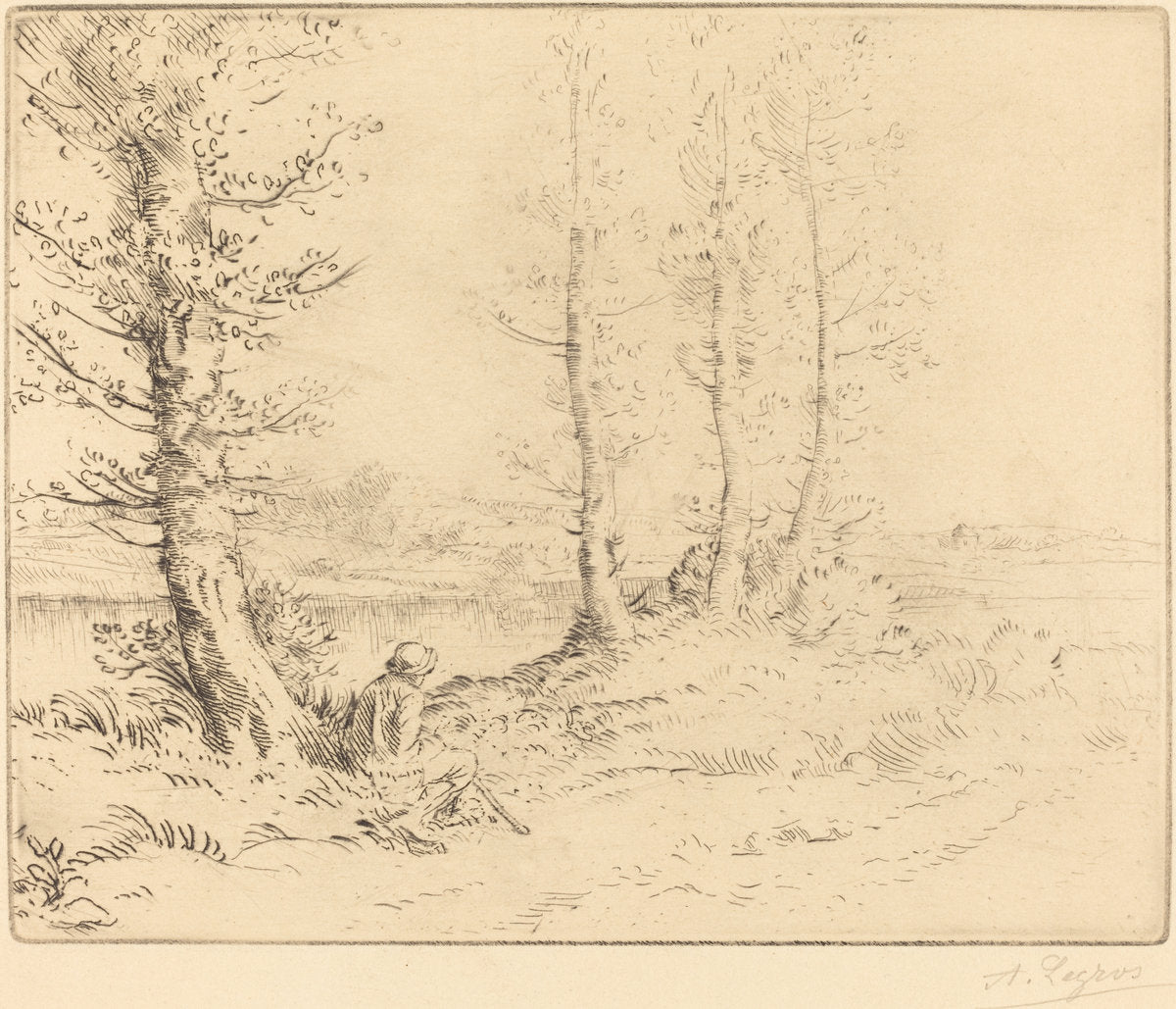 Along the River (Le long de la rive) by Alphonse Legros (French, 1837 - 1911), 16X12"(A3)Poster Print