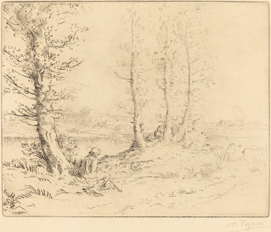 Along the River (Le long de la rive) by Alphonse Legros (French, 1837 - 1911), 16X12"(A3)Poster Print
