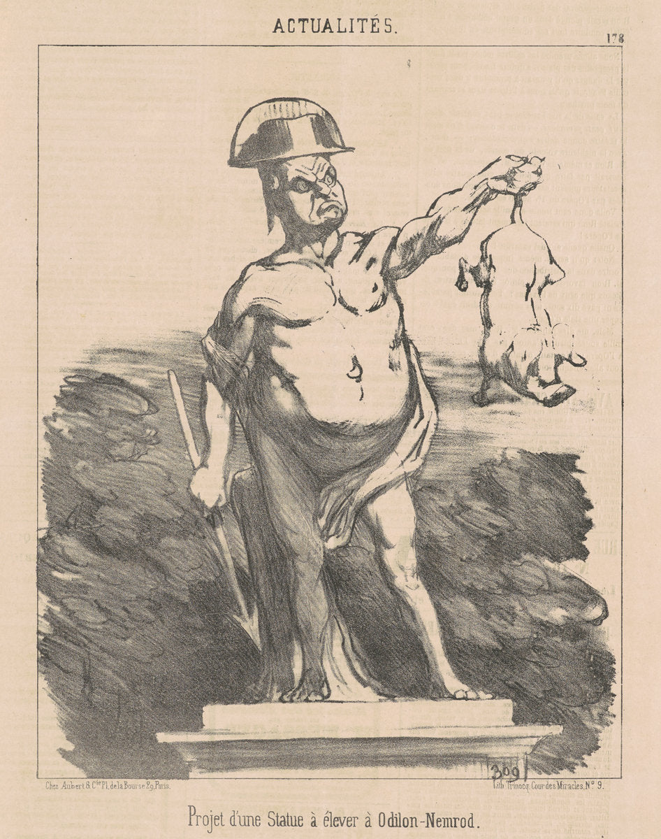 Projet d'une statue ... a Odilon-Nemrod by Honoré Daumier (French, 1808 - 1879), 16X12"(A3)Poster Print