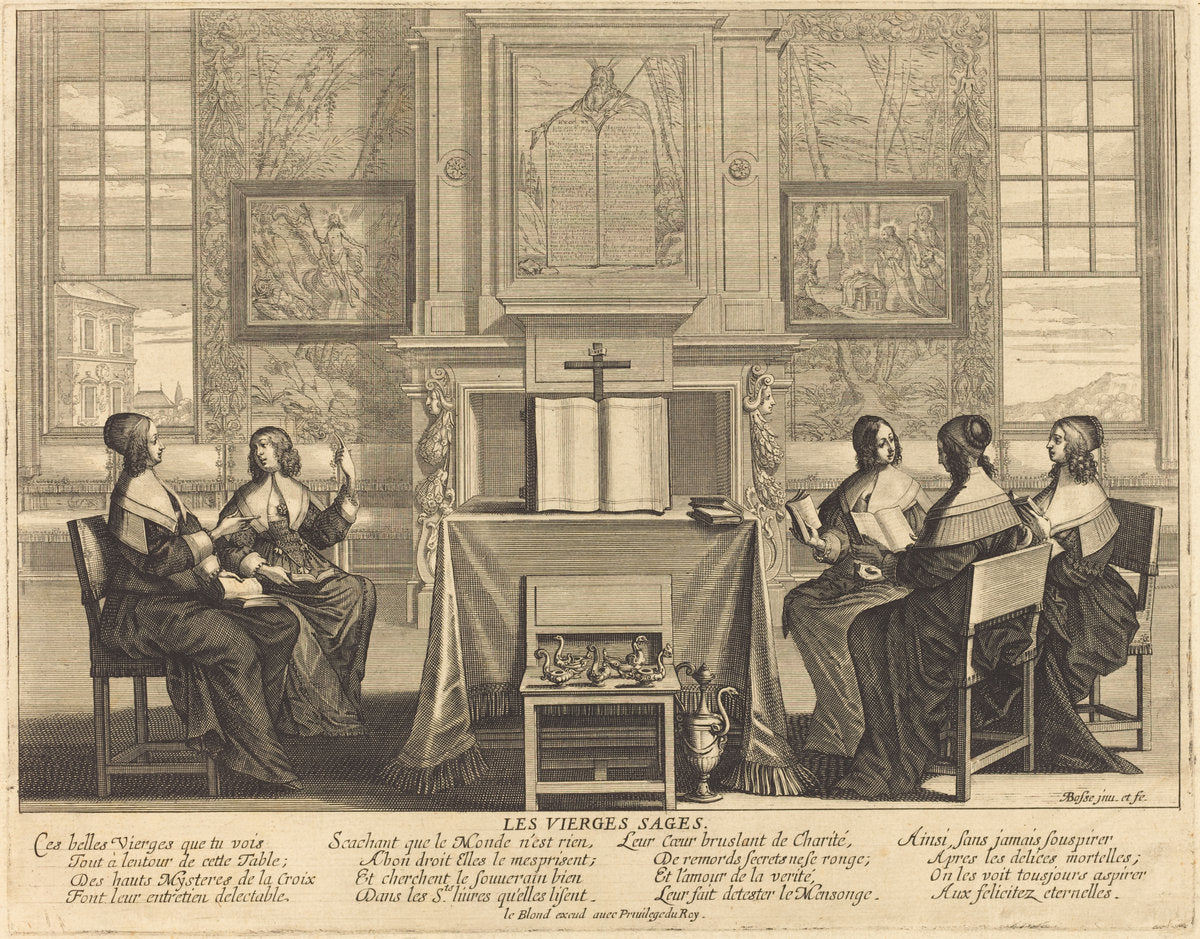 The Wise Virgins at Prayer by Abraham Bosse (French, 1602 - 1676), 16X12"(A3)Poster Print