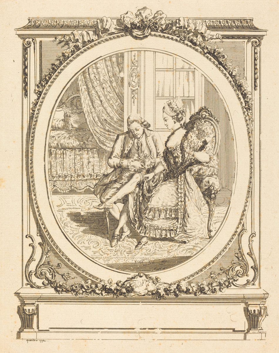La jarretière by François Marie Isidore Queverdo after François Marie Isidore Queverdo (French, 1748 - 1797), 16X12"(A3)Poster Print