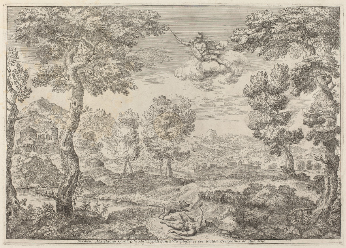 Mars's Revenge on Adonis by Crescenzio Onofri (Italian, probably 1632 - 1712 or after), 16X12"(A3)Poster Print
