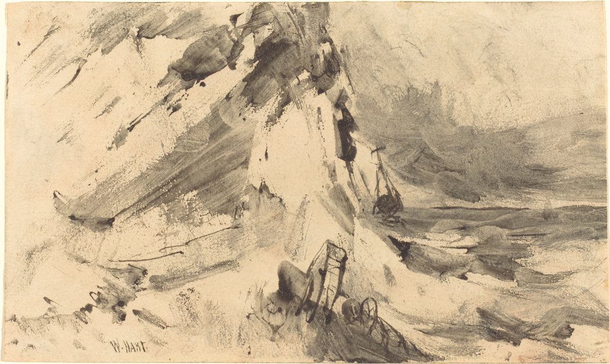 Shipwreck in Storm by William Hart (American, 1823 - 1894), 16X12"(A3)Poster Print