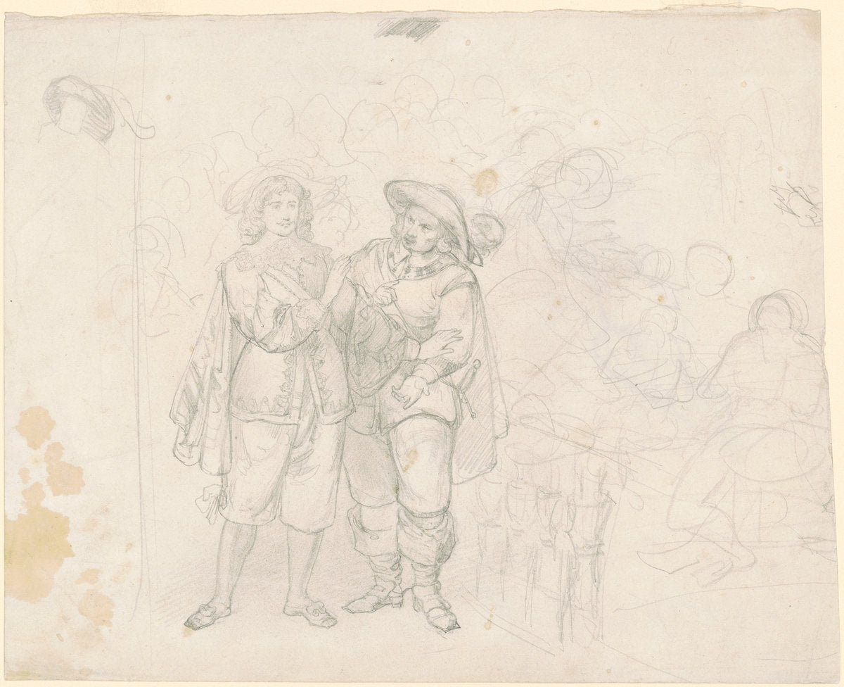 Two Cavaliers [recto] by Emanuel Gottlieb Leutze (American, born Germany, 1816 - 1868), 16X12"(A3)Poster Print