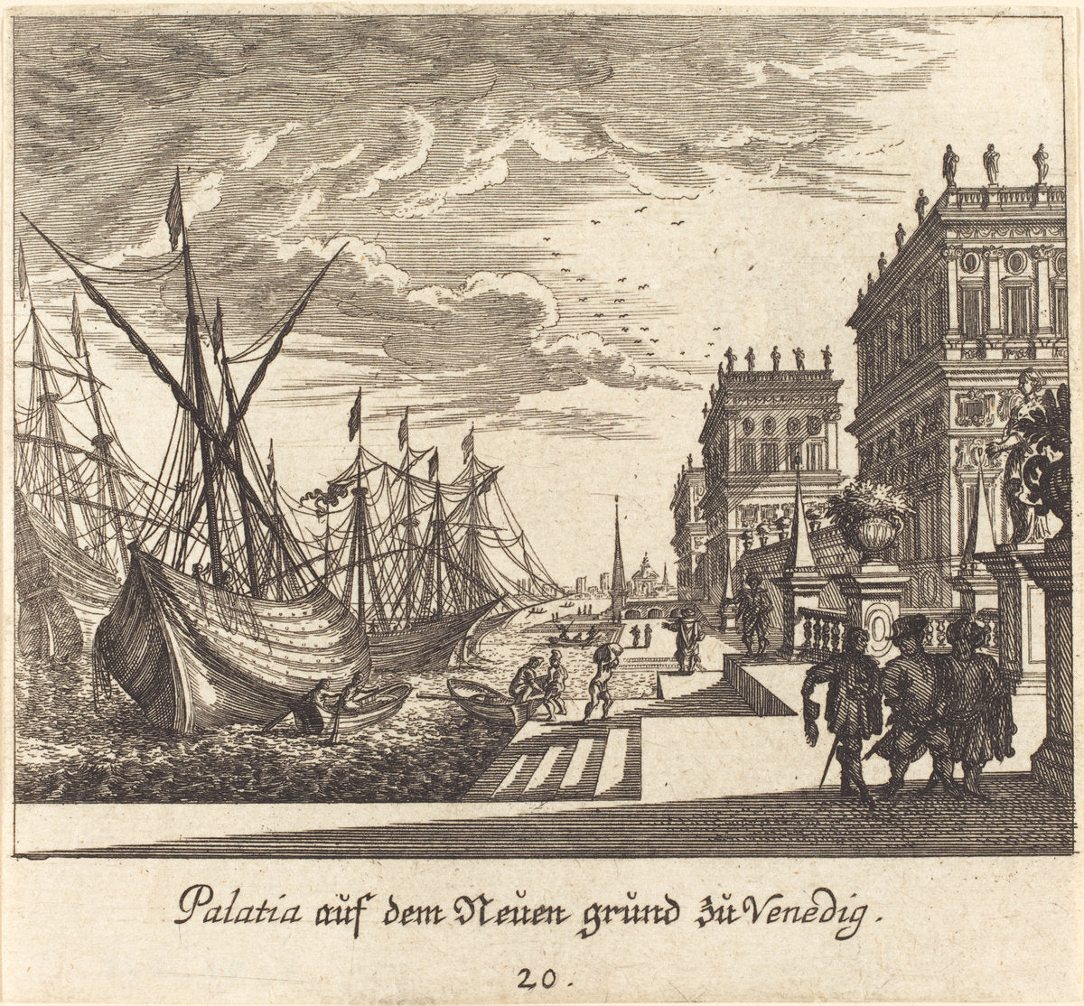 Palaces, Venice by Melchior Küsel after Johann Wilhelm Baur (German, 1626 - 1683), 16X12"(A3)Poster Print