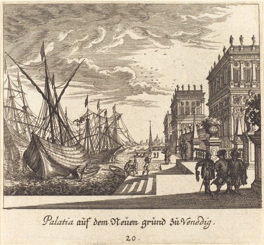 Palaces, Venice by Melchior Küsel after Johann Wilhelm Baur (German, 1626 - 1683), 16X12"(A3)Poster Print