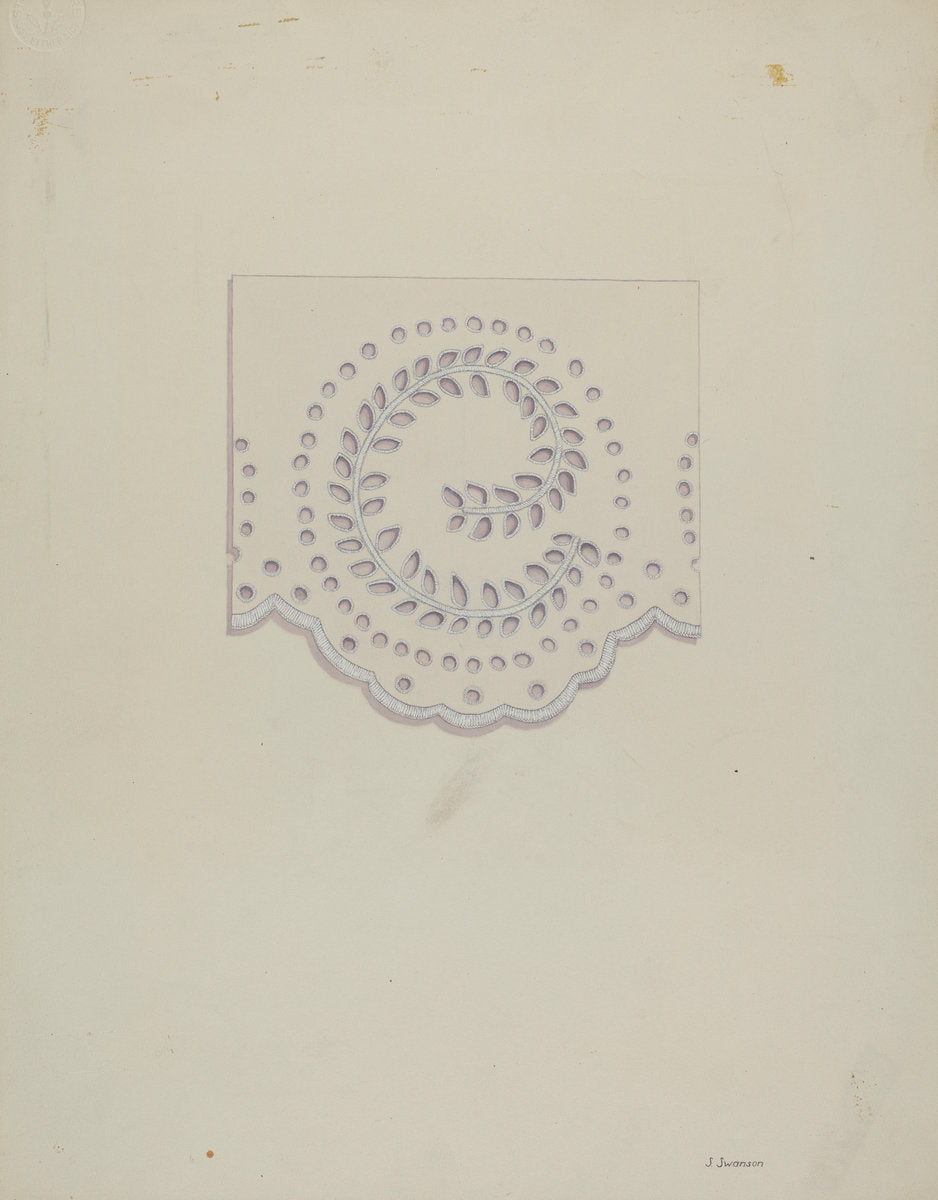 Eyelet Embroidery by Syrena Swanson (American, active c. 1935), 16X12"(A3)Poster Print